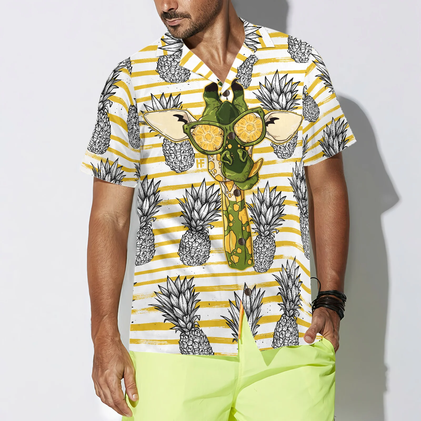 Pineapple And Giraffe Hawaiian Shirt Aloha Shirt For Men and Women