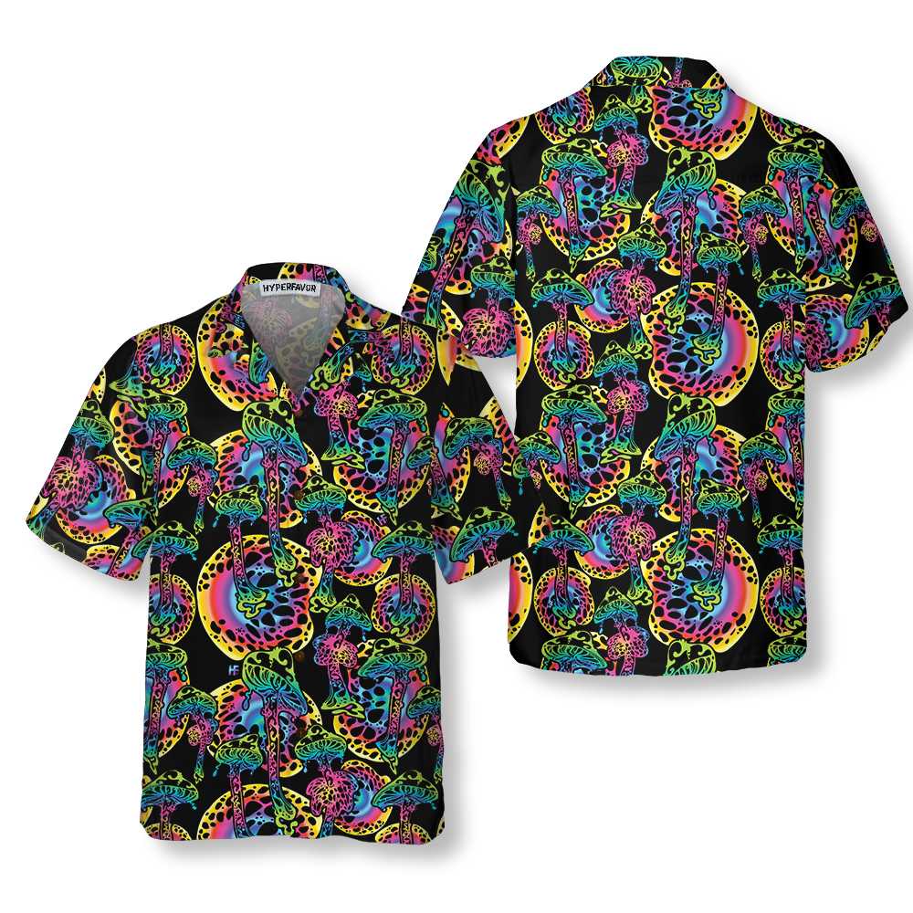 Magic Mushrooms Seamless Pattern Hawaiian Shirt Unique Mushroom Shirt Mushroom Print Shirt Aloha Shirt For Men and Women