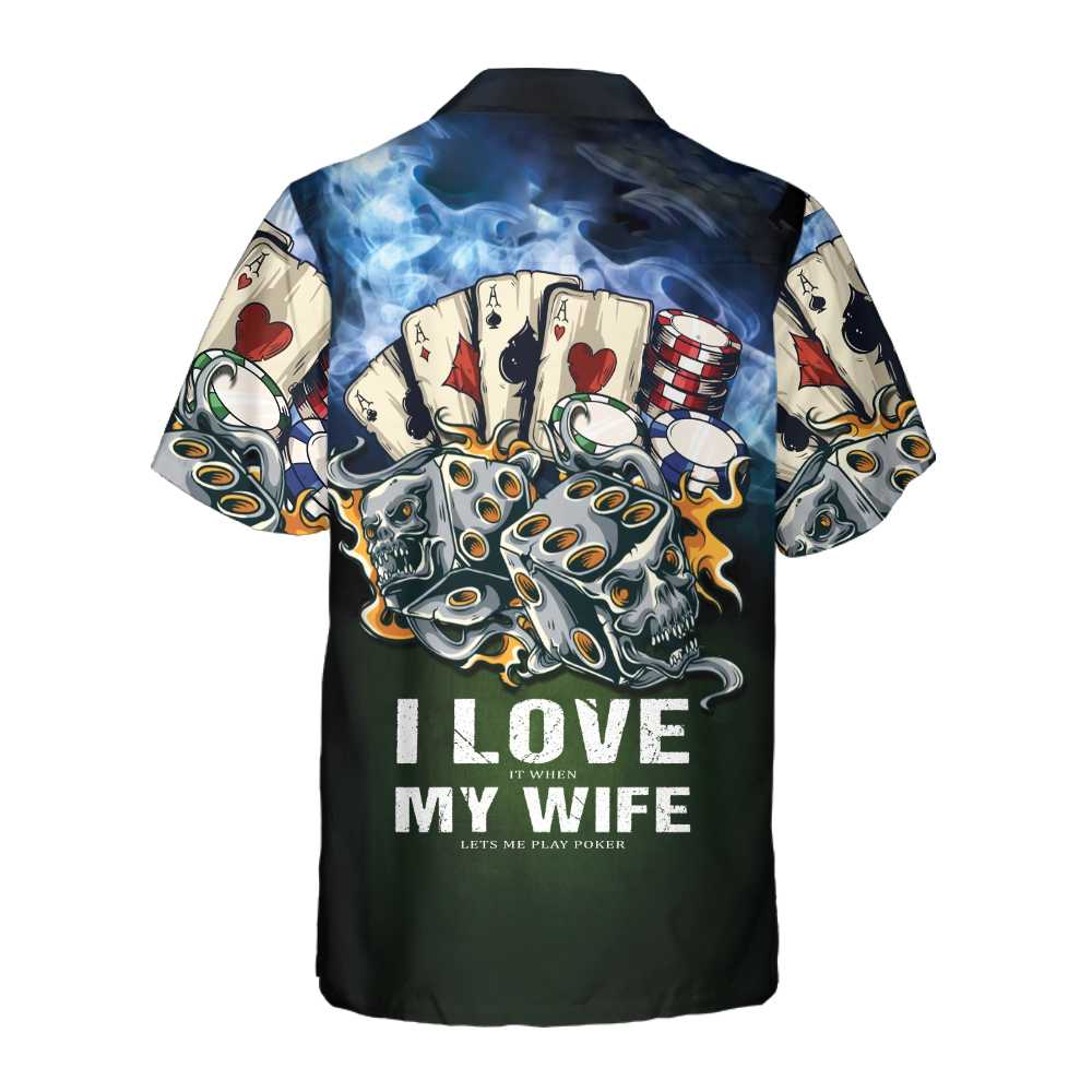 I Love My Wife Casino Hawaiian Shirt Funny Casino Poker Shirt Casino Shirt Short Sleeve Gift For Casino Lover Aloha Shirt For Men and Women