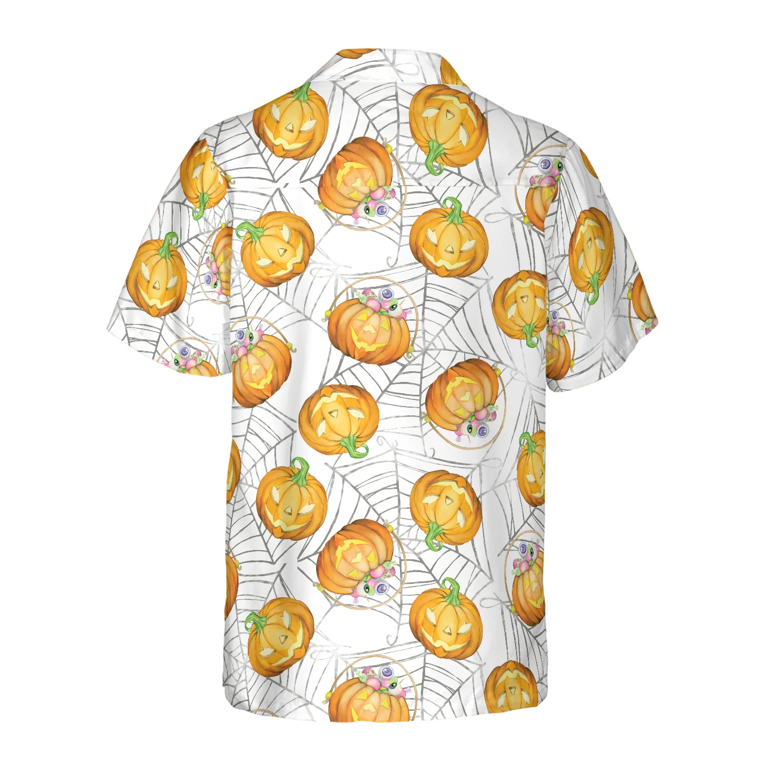 Pumpkin Candy Halloween Spider Web Hawaiian Shirt Aloha Shirt For Men and Women