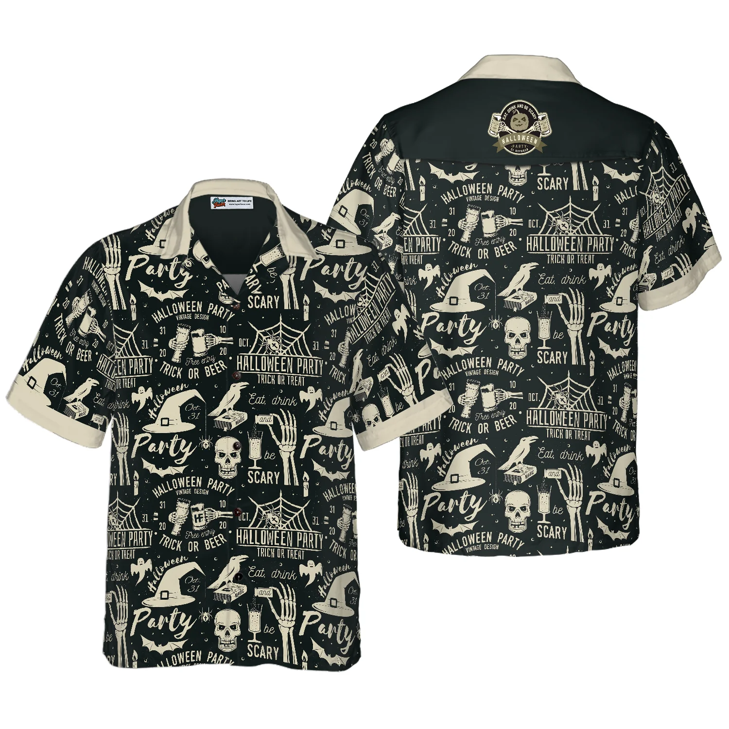 Retro Halloween Beer Party Hawaiian Shirt Aloha Shirt For Men and Women