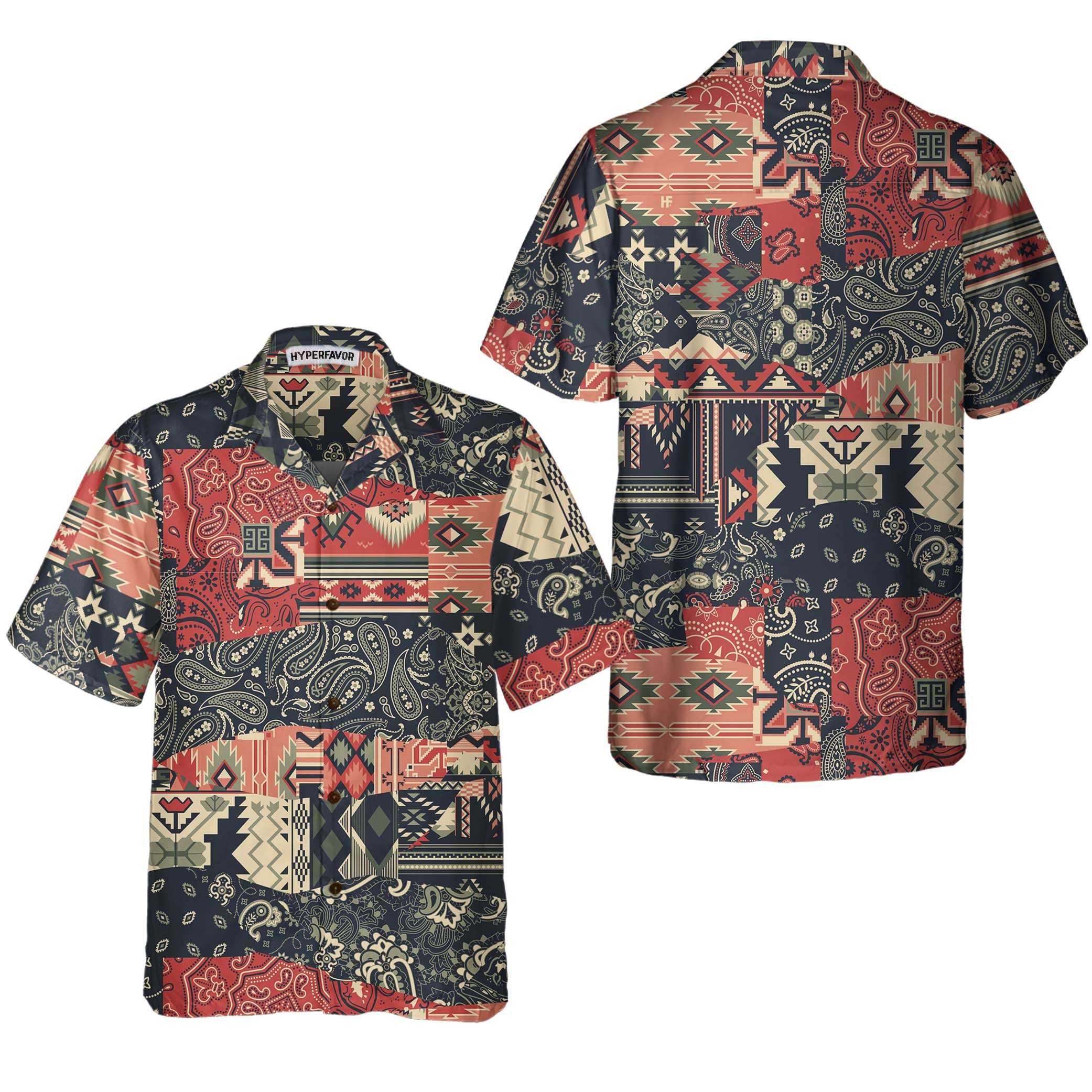 Paisley And Motifs Abstract Pattern Native American Hawaiian Shirt Unique Native American Gift Aloha Shirt For Men and Women