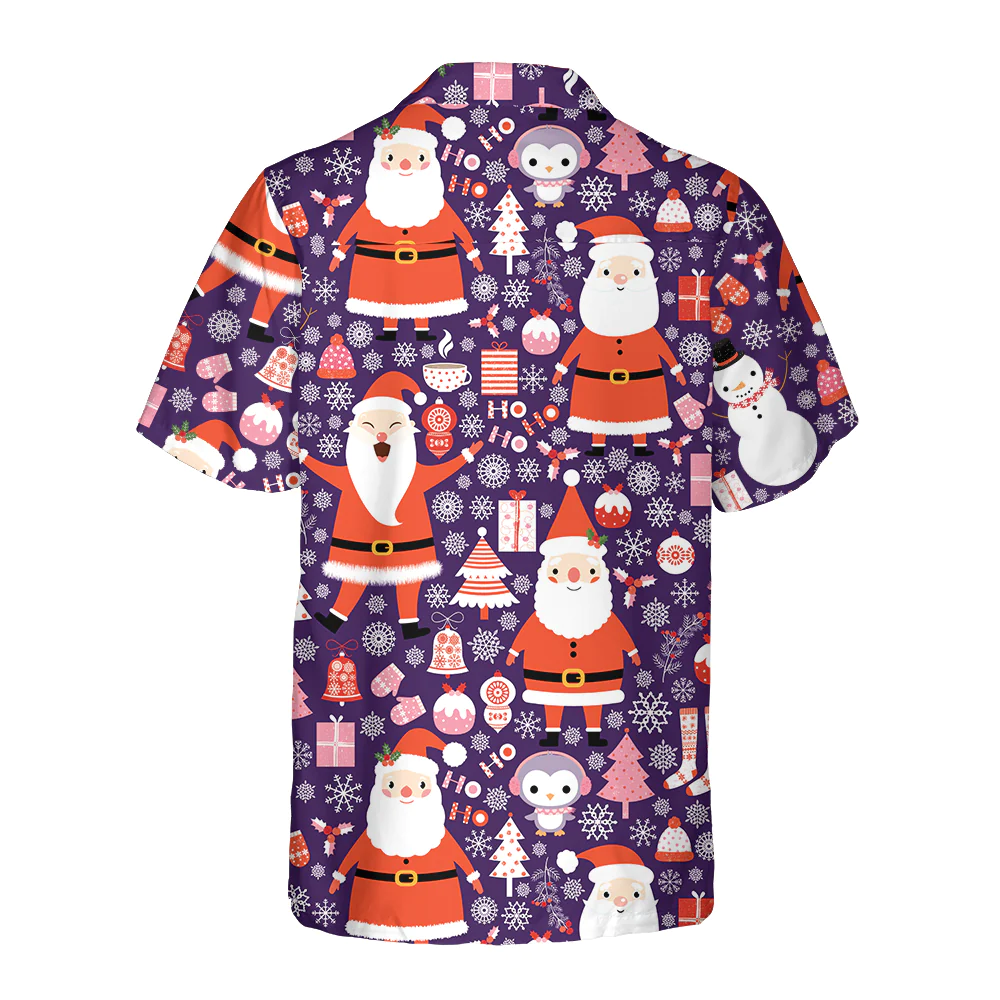 Seamless Christmas Pattern With Santa Claus Hawaiian Shirt Funny Christmas Hawaiian Shirt Aloha Shirt For Men and Women