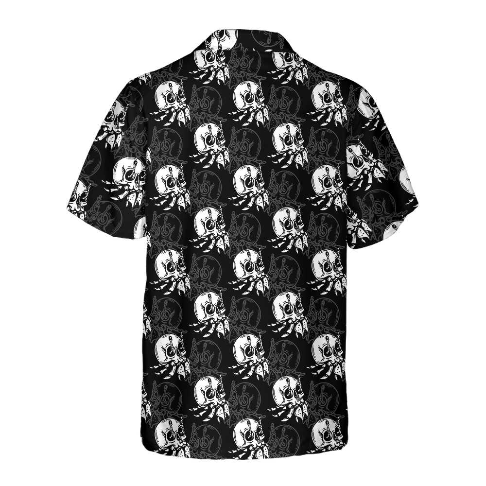 Vintage Style Skull Shell Hermit Crab Seamless Pattern Hawaiian Shirt Unique Crab Shirt Crab Print Shirt Aloha Shirt For Men and Women