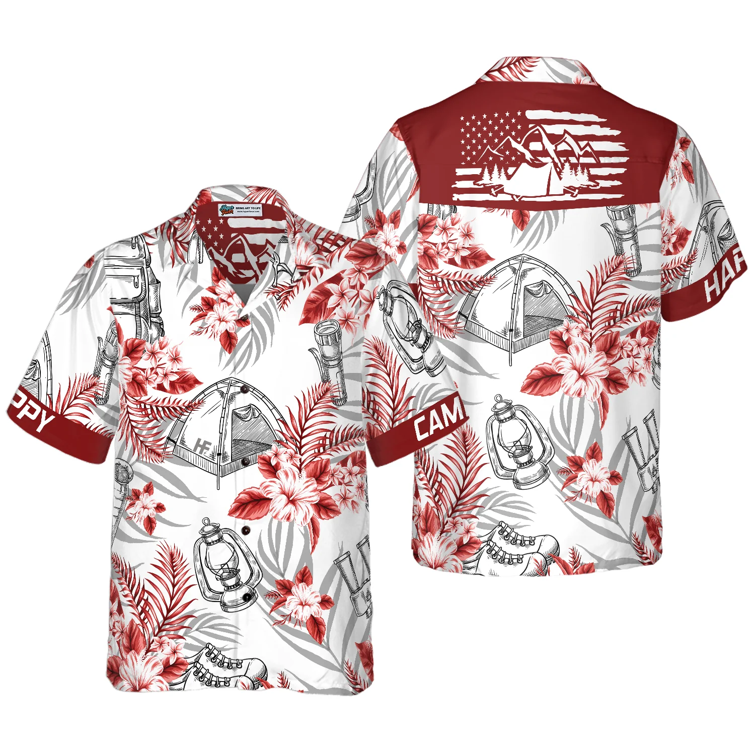 Happy Camper Hawaiian Shirt Aloha Shirt For Men and Women