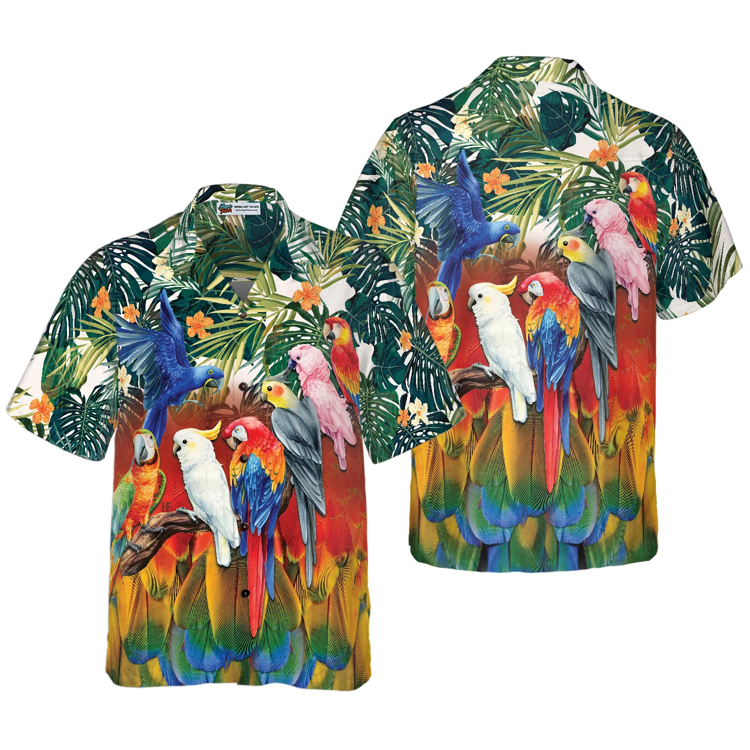 Tropical Parrot Birds Hawaiian Shirt Aloha Shirt For Men and Women