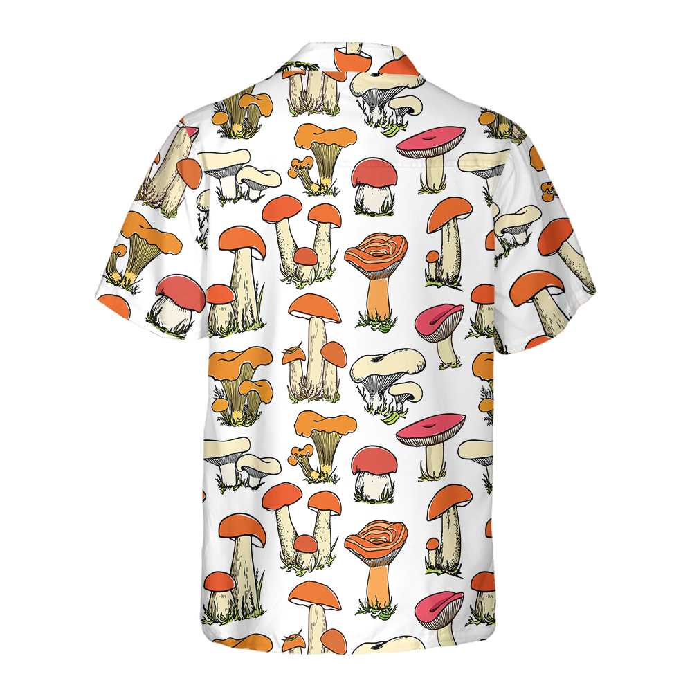 Hand Drawn Wild Mushrooms Hawaiian Shirt Unique Mushroom Shirt Mushroom Print Shirt Aloha Shirt For Men and Women