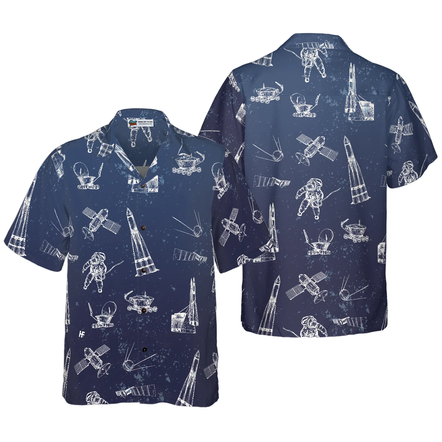 Spaceship And Spaceman Hawaiian Shirt Aloha Shirt For Men and Women