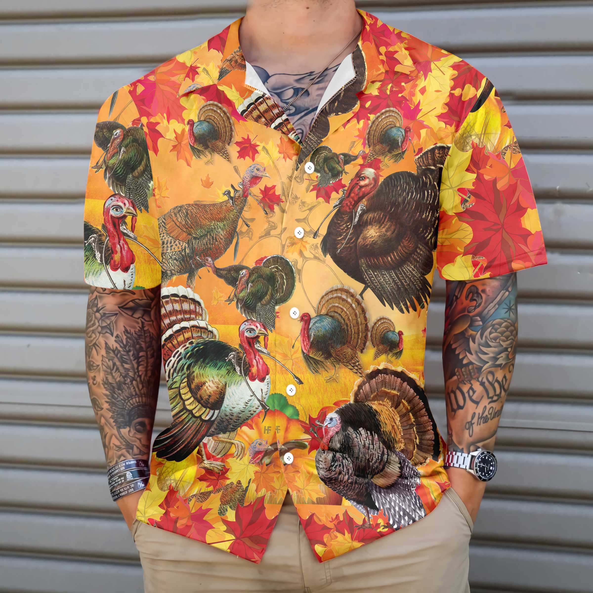 Thanksgiving Turkey Wishbone Hawaiian Shirt Fall Leaves And Gobble Shirt Best Gift For Thanksgiving Day Aloha Shirt For Men and Women