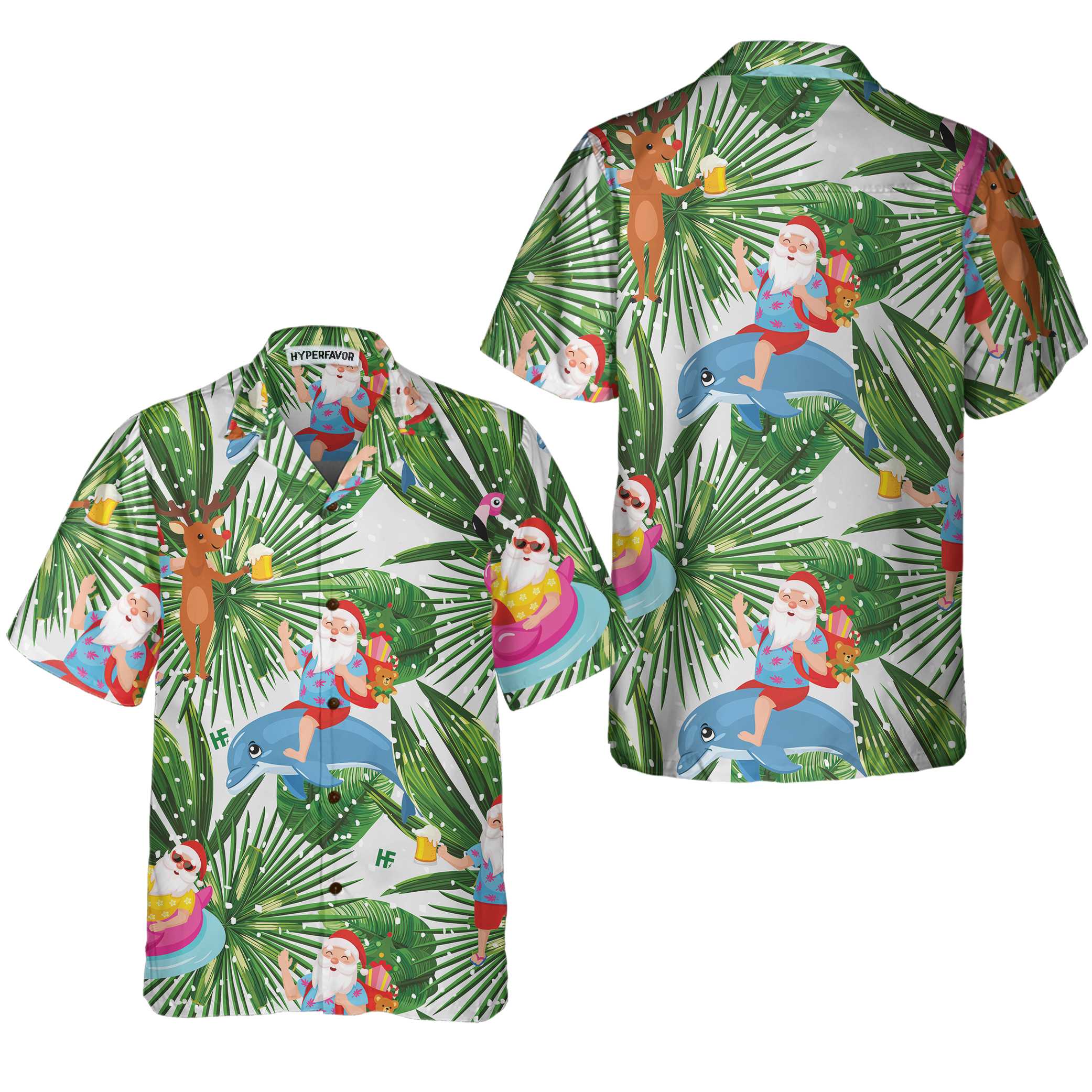 Funny Tropical Christmas Hawaiian Shirt Funny Santa Claus Shirt For Christmas Aloha Shirt For Men and Women