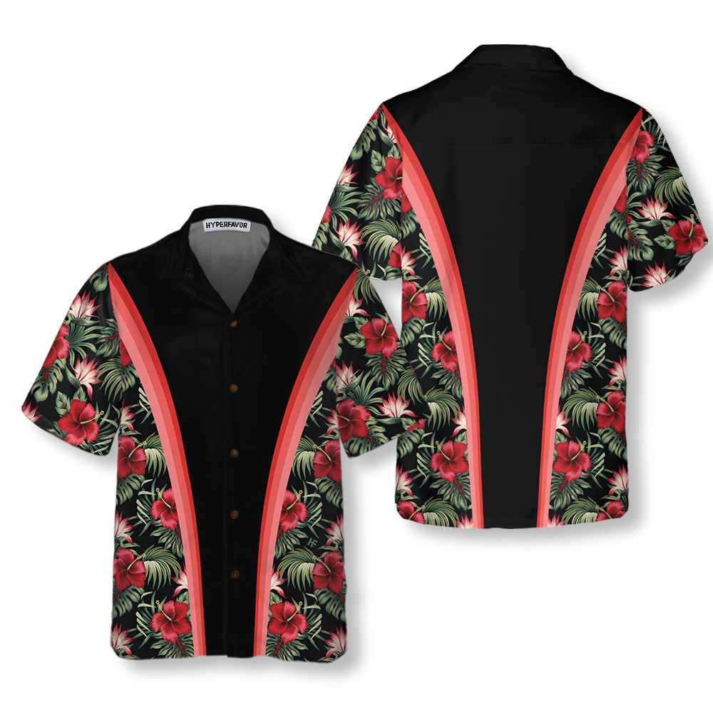 Vintage Hibiscus Pattern Hawaiian Shirt Unique Hibiscus Print Shirt  Women Aloha Shirt For Men and Women