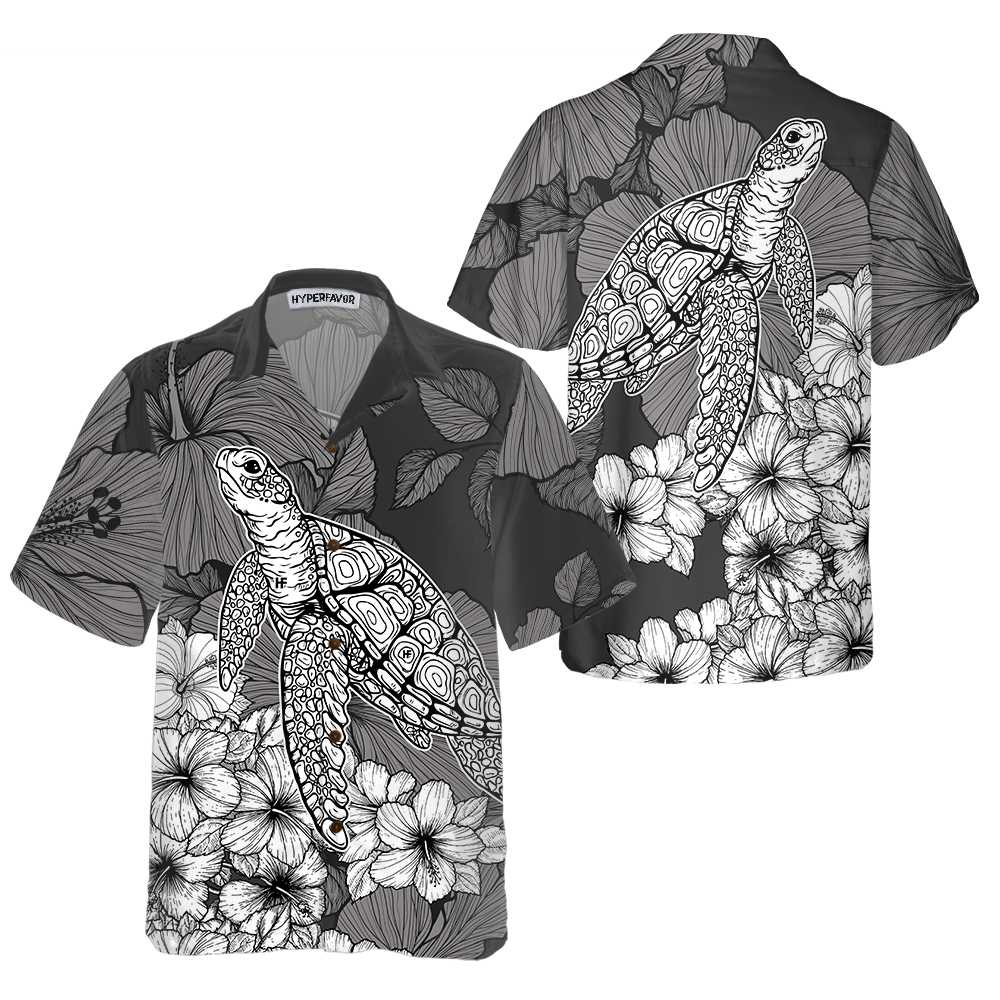 Hibiscus Turtle Hawaiian Shirt Floral Turtle Shirt  Women Unique Gift For Turtle Lover Aloha Shirt For Men and Women