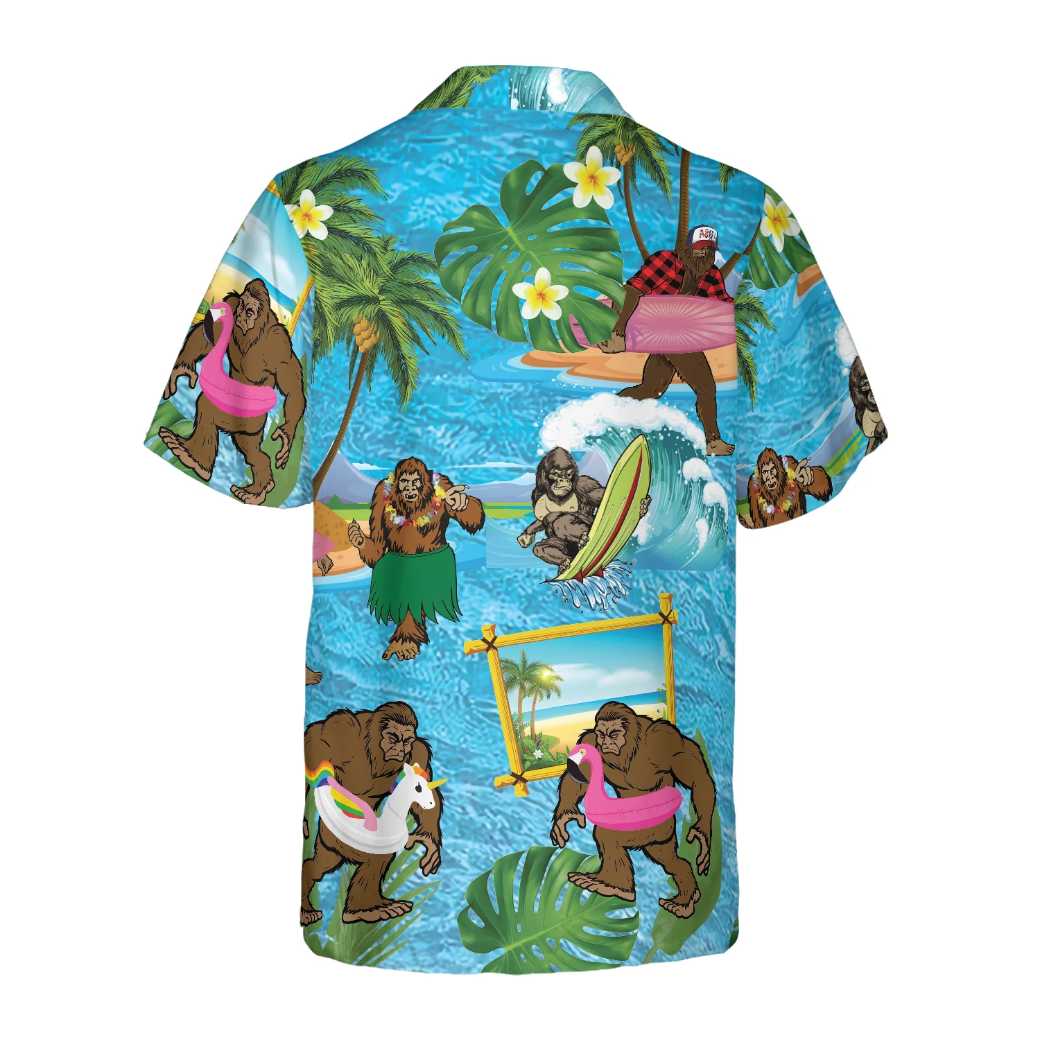 Bigfoot On The Beach Bigfoot Hawaiian Shirt Tropical Aloha Wave Surfing Bigfoot Shirt Aloha Shirt For Men and Women