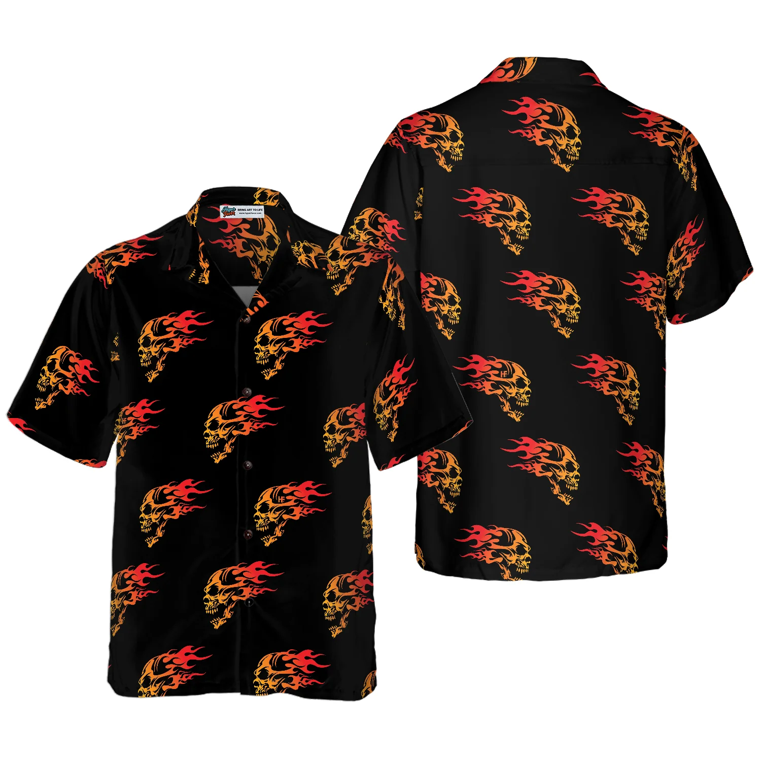 Flaming Angry Skull Hawaiian Shirt Aloha Shirt For Men and Women