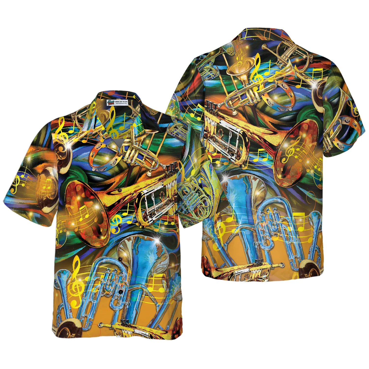 Unisex Saxophone Hawaiian Shirt Aloha Shirt For Men and Women