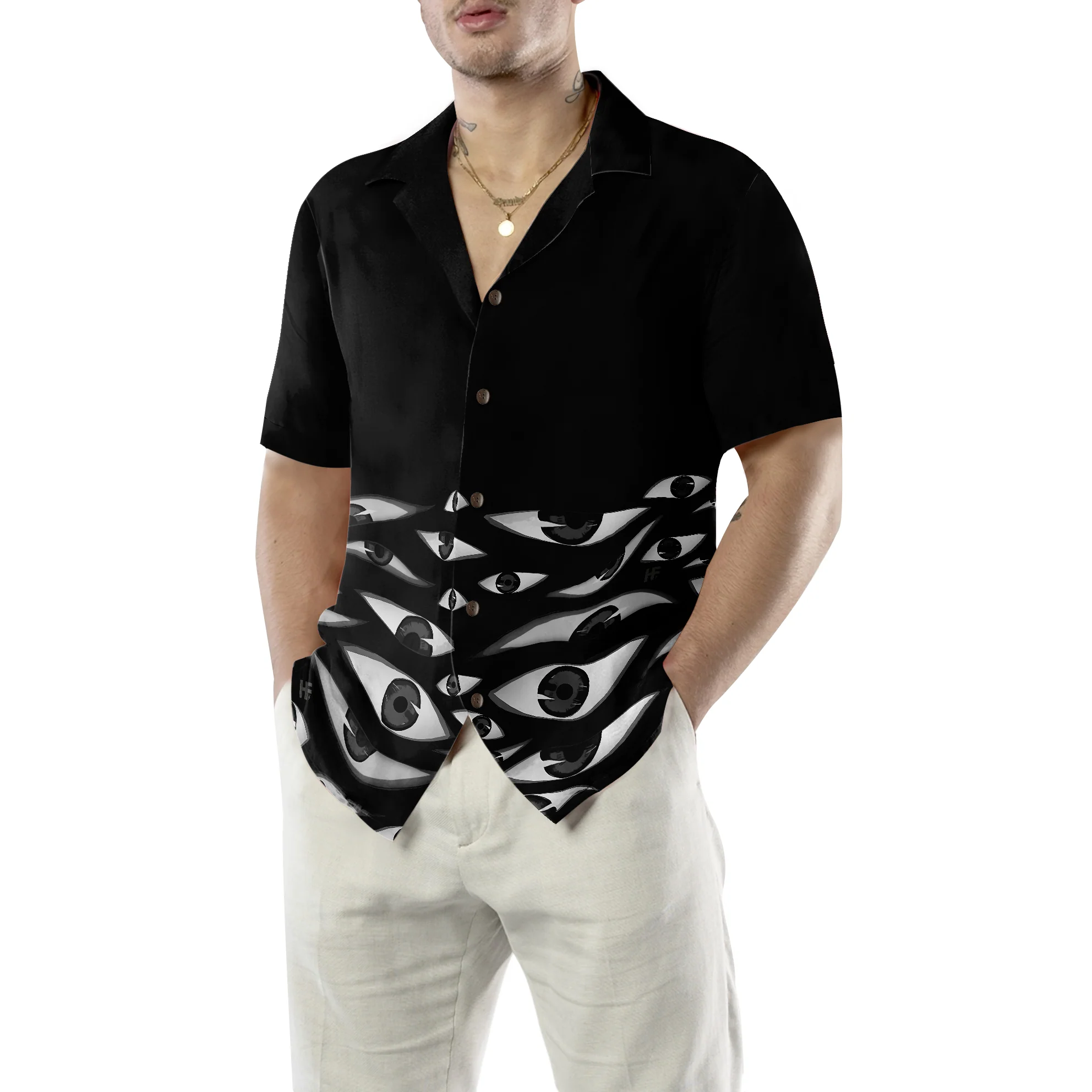 Seamless Eyes Goth Hawaiian Shirt Aloha Shirt For Men and Women