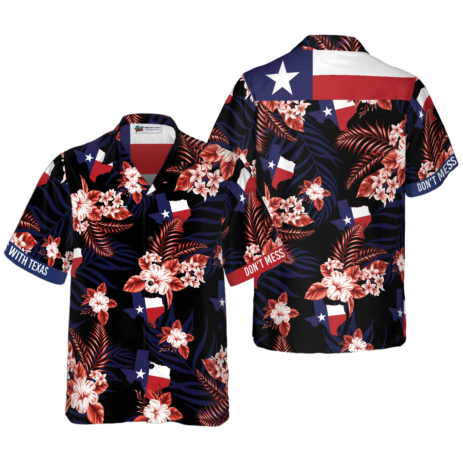 Bluebonnet Dont Mess with Texas Hawaiian Shirt Black Version Texas State Shirt Proud Texas Shirt Aloha Shirt For Men and Women