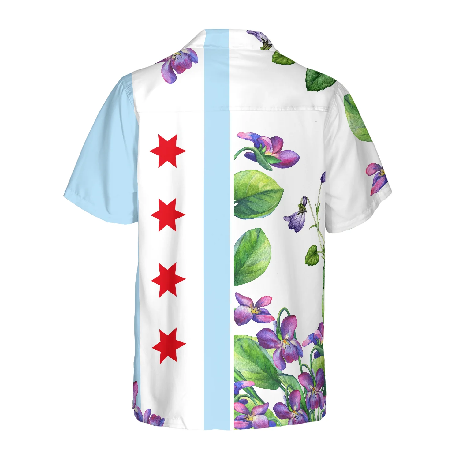 Chicago Flag Viola sororia Hawaiian Shirt Aloha Shirt For Men and Women