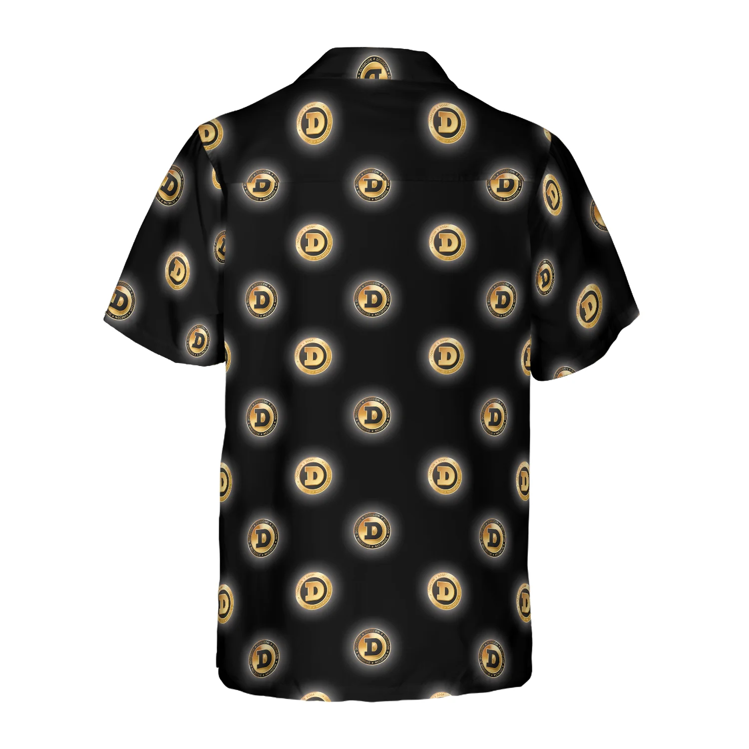 Golden Black Dogecoin Hawaiian Shirt Aloha Shirt For Men and Women