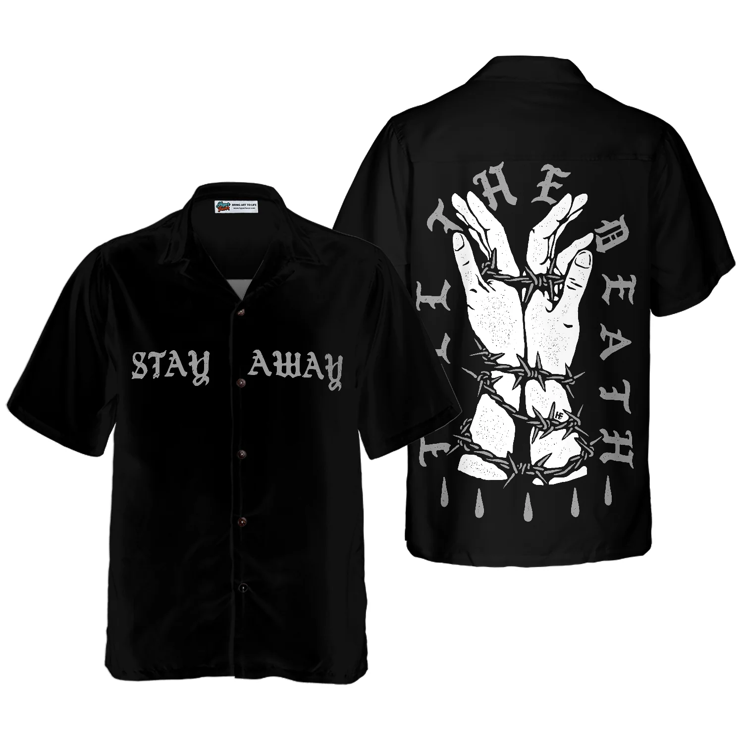 Tied Hand With Barbed Wire Stay Away Goth Hawaiian Shirt Aloha Shirt For Men and Women