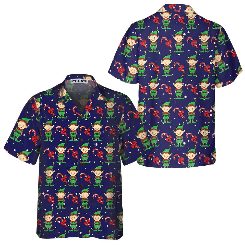 Christmas Elves On Blue Hawaiian Shirt Elf Christmas Shirt Best Xmas Gift Idea Aloha Shirt For Men and Women