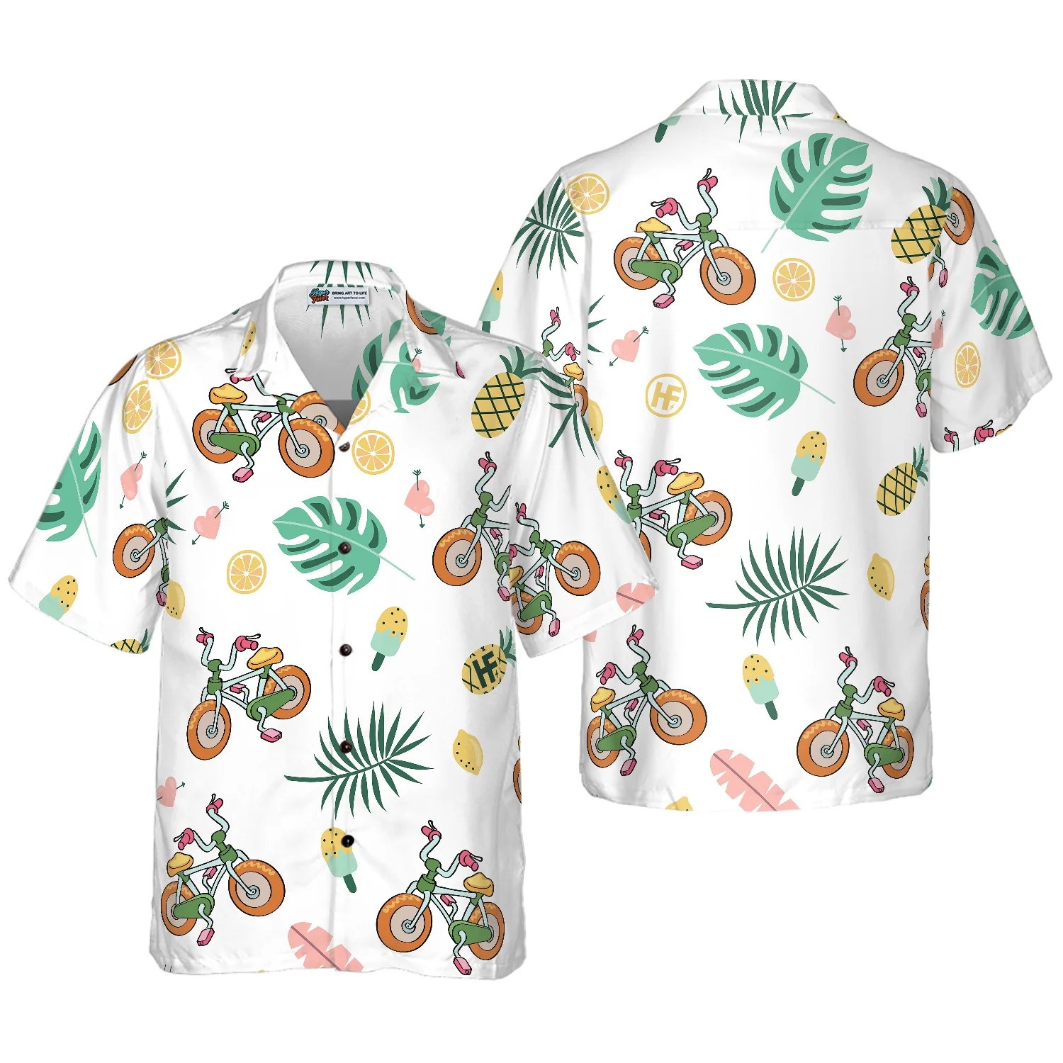 Cartoon Cycling Hawaiian Shirt Aloha Shirt For Men and Women