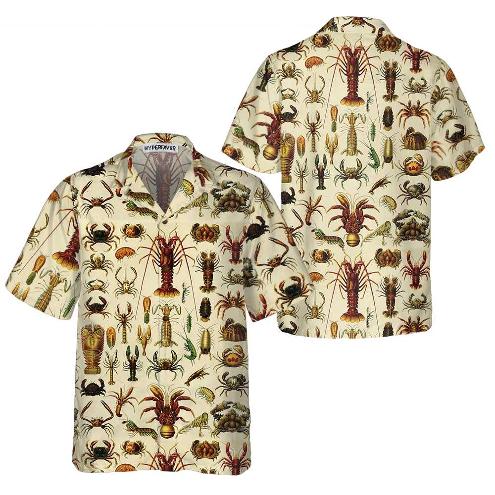 Vintage Lobster And Seafood Lobster Hawaiian Shirt Lobster Shirt  Women Cool Gift For Lobster Lover Aloha Shirt For Men and Women