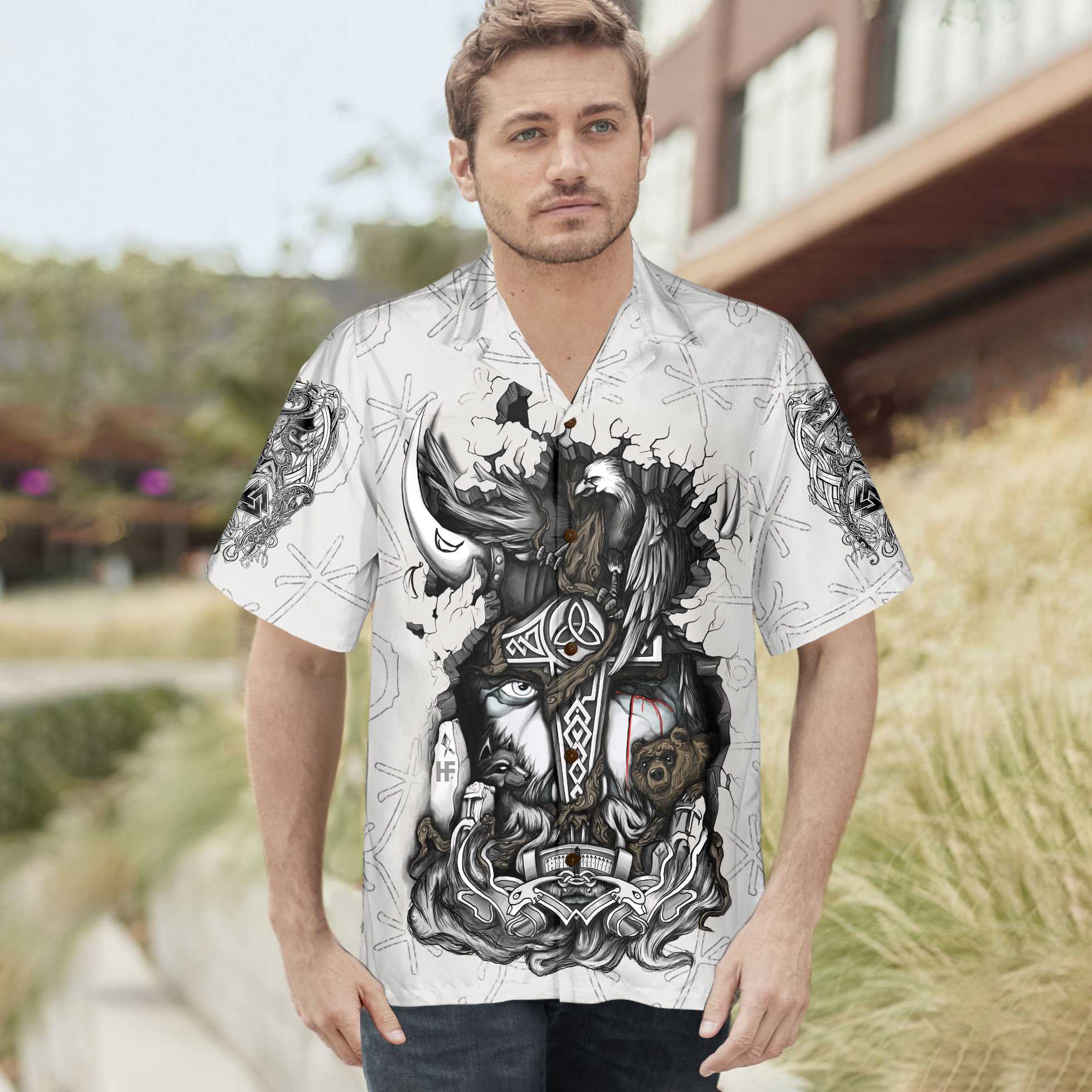 Viking Tattoo Hawaiian Shirt Viking Odin Shirt Aloha Shirt For Men and Women