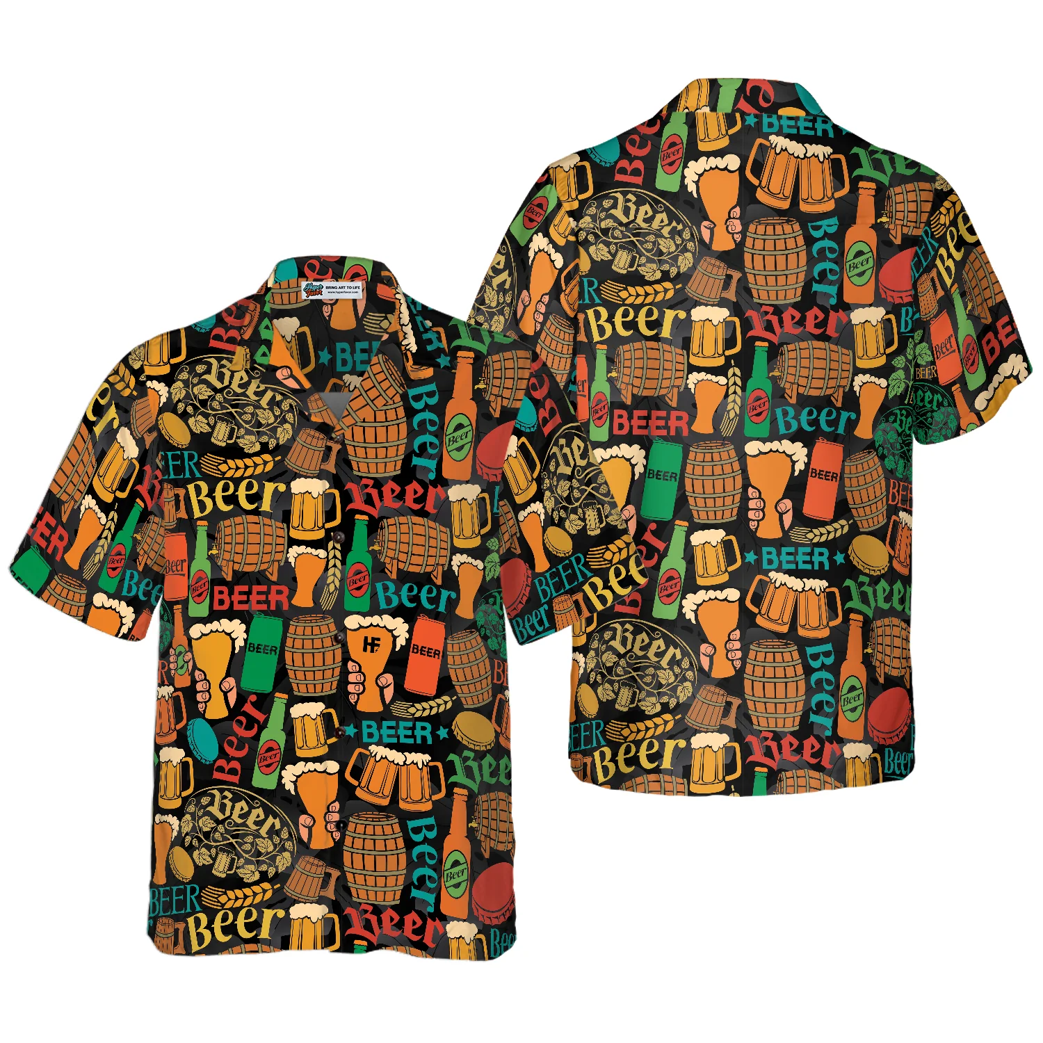 Beer Mug Pattern Hawaiian Shirt Aloha Shirt For Men and Women