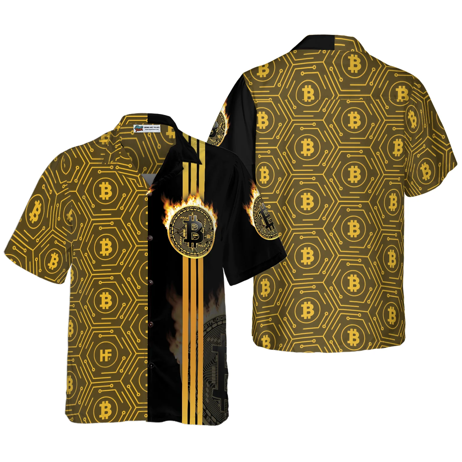 Bitcoin Flame Hawaiian Shirt Aloha Shirt For Men and Women