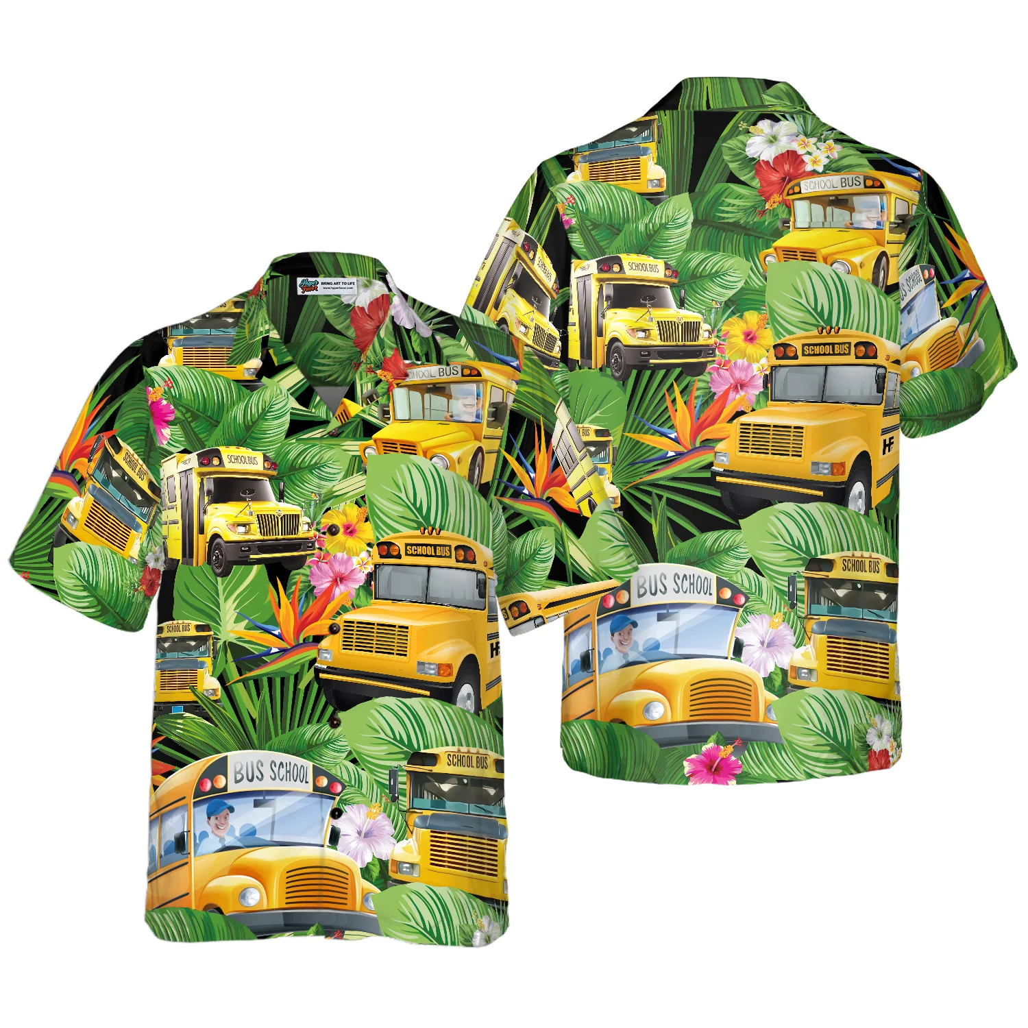 School Buses Hawaiian Shirt Aloha Shirt For Men and Women