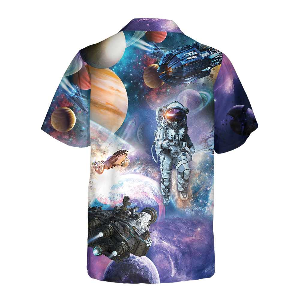 Outer Space Hawaiian Shirt Space Themed Shirt Planet Button Up Shirt For Adults Aloha Shirt For Men and Women