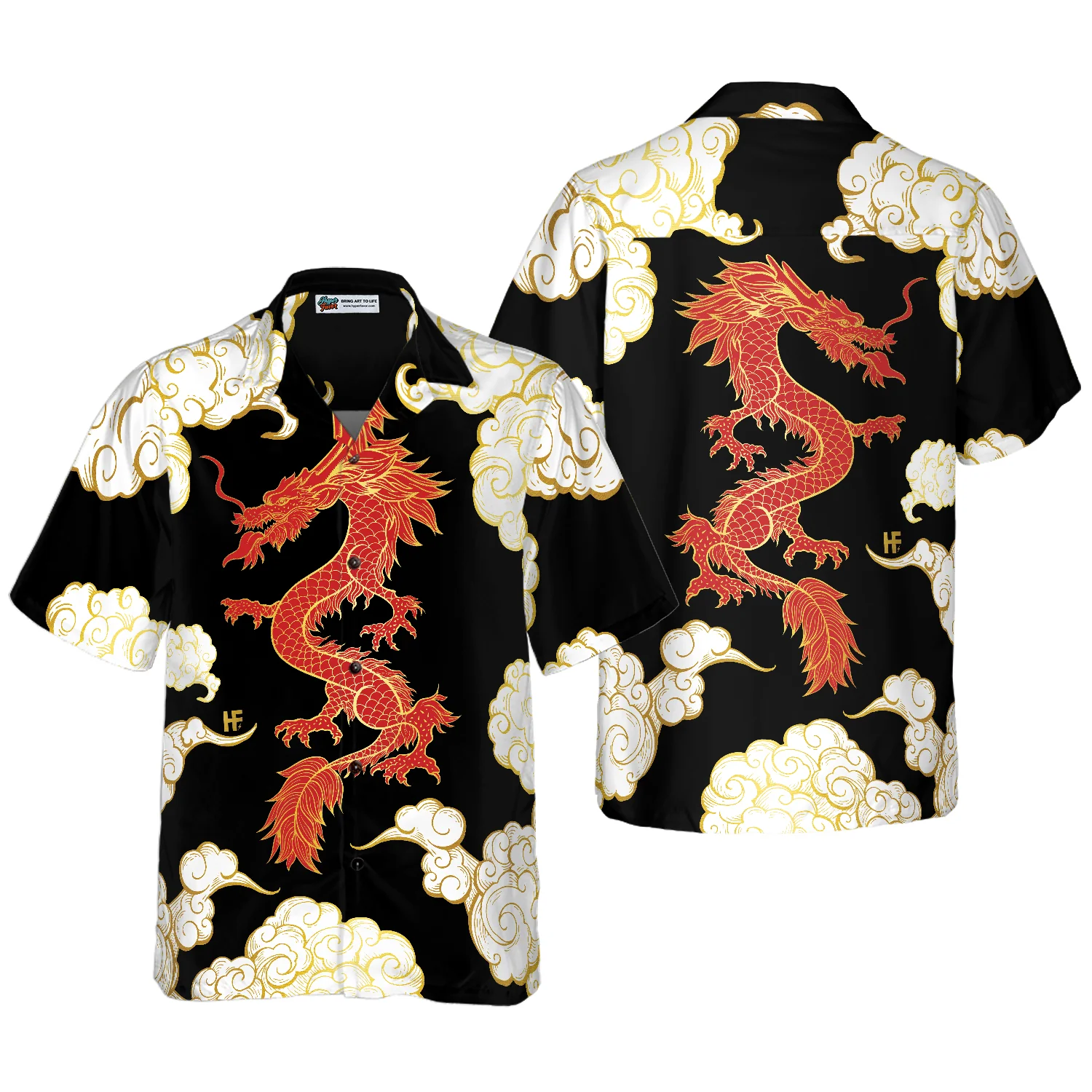 Cool Chinese Dragon Black Red Cloud Hawaiian Shirt Aloha Shirt For Men and Women