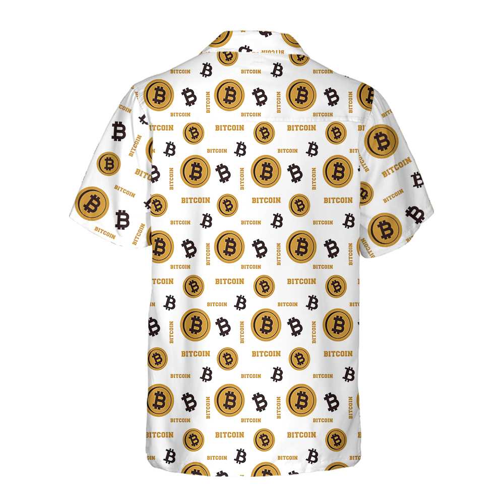 Bitcoin Seamless Pattern In White Background Hawaiian Shirt Funny Bitcoin Shirt  Women Aloha Shirt For Men and Women