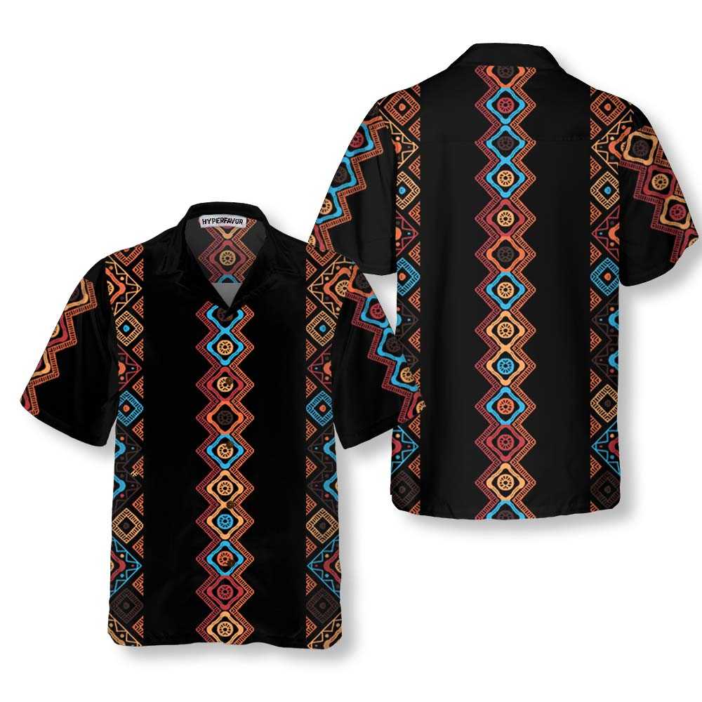 Colorful Tribal Pattern Native Amerian Hawaiian Shirt Ethnic Pattern American Indian Shirt Unique Native American Gift Aloha Shirt For Men and Women