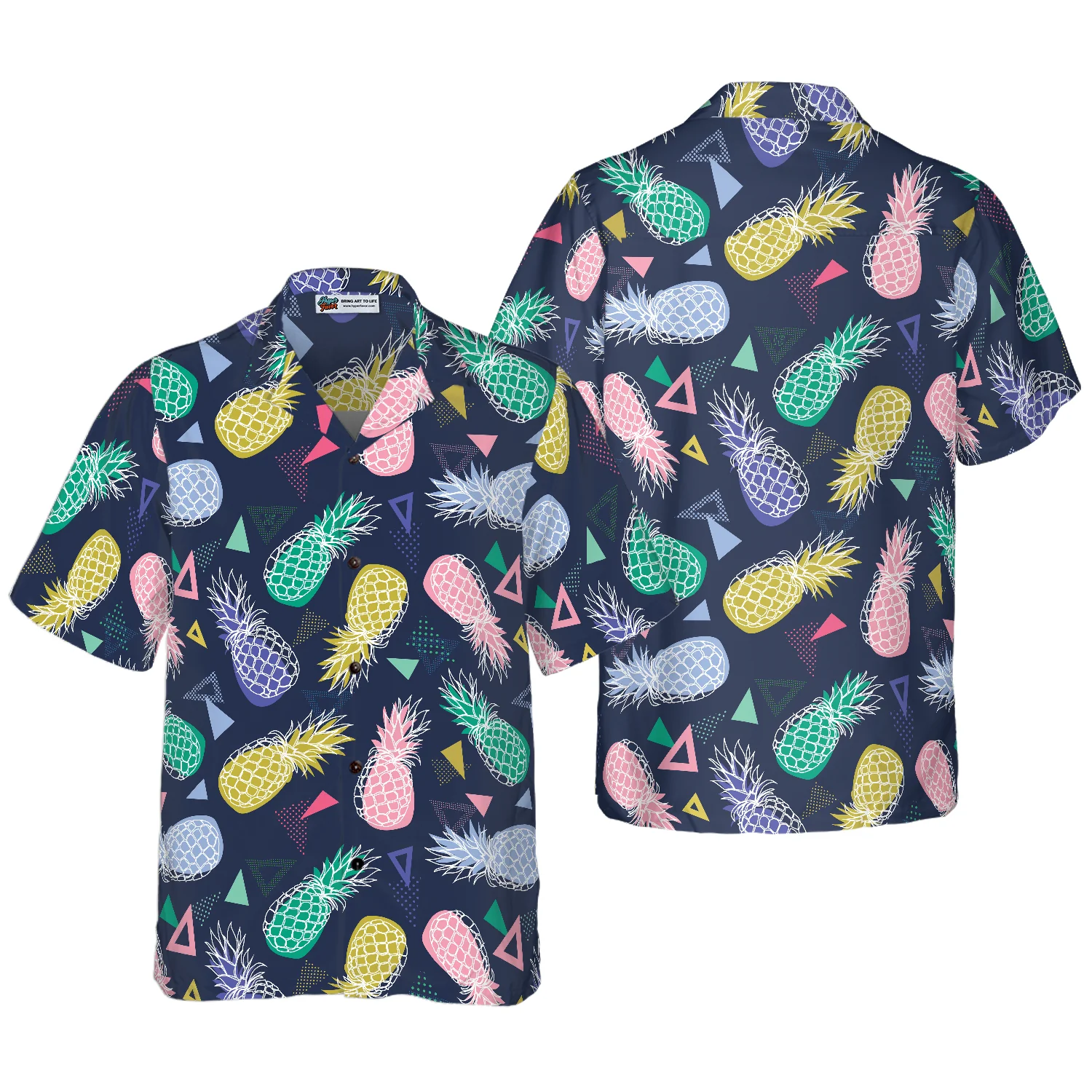 Pineapple Fruits In Memphis Style Hawaiian Shirt Aloha Shirt For Men and Women