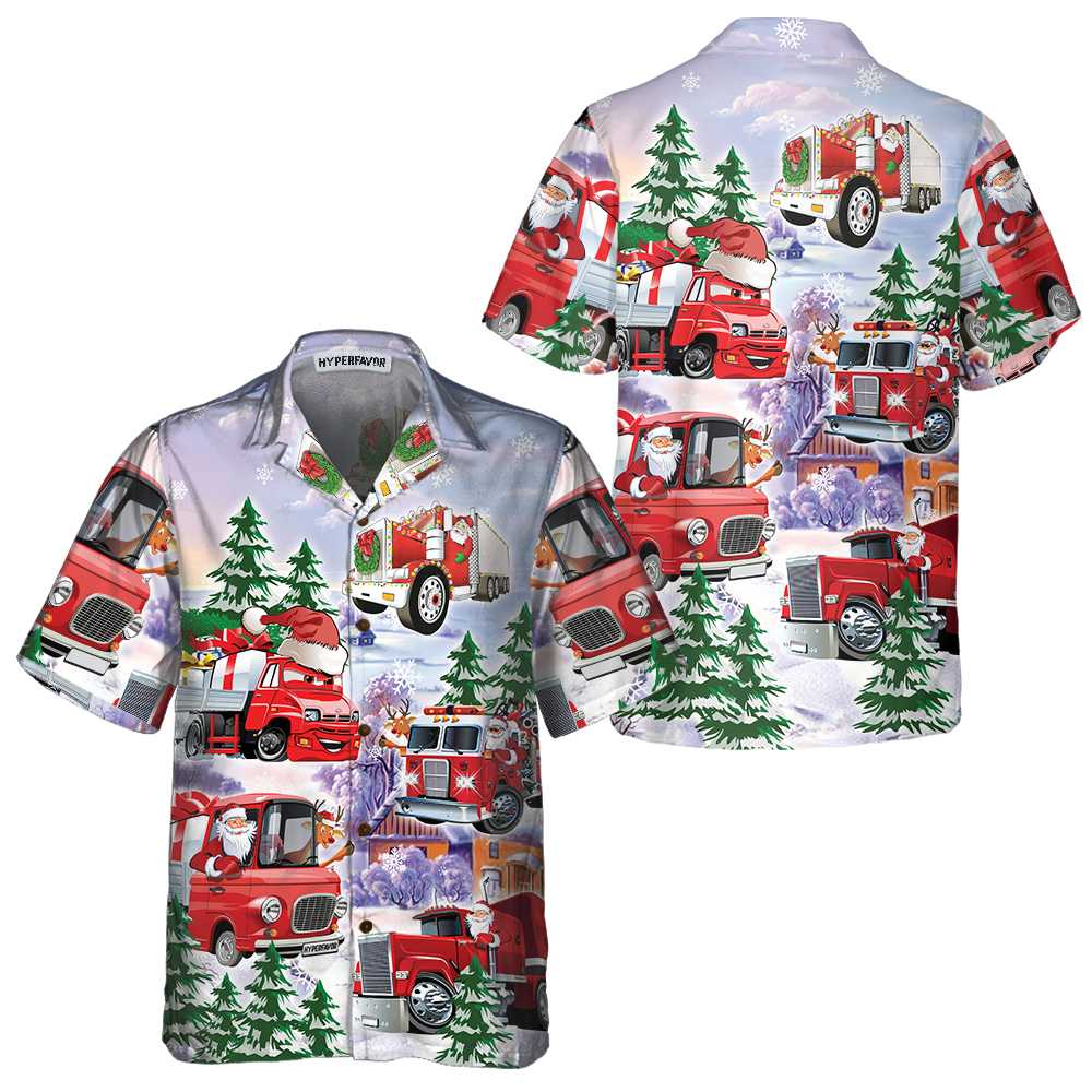 Christmas Truck Hawaiian Shirt Red Truck Christmas Shirt Best Christmas Gift Aloha Shirt For Men and Women