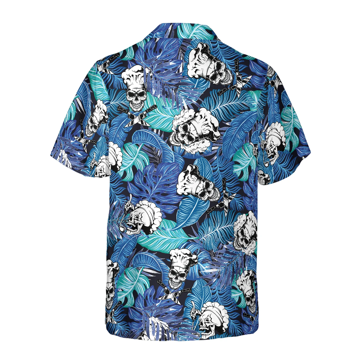 Tropical Blue Leaves Chef Hawaiian Shirt Aloha Shirt For Men and Women