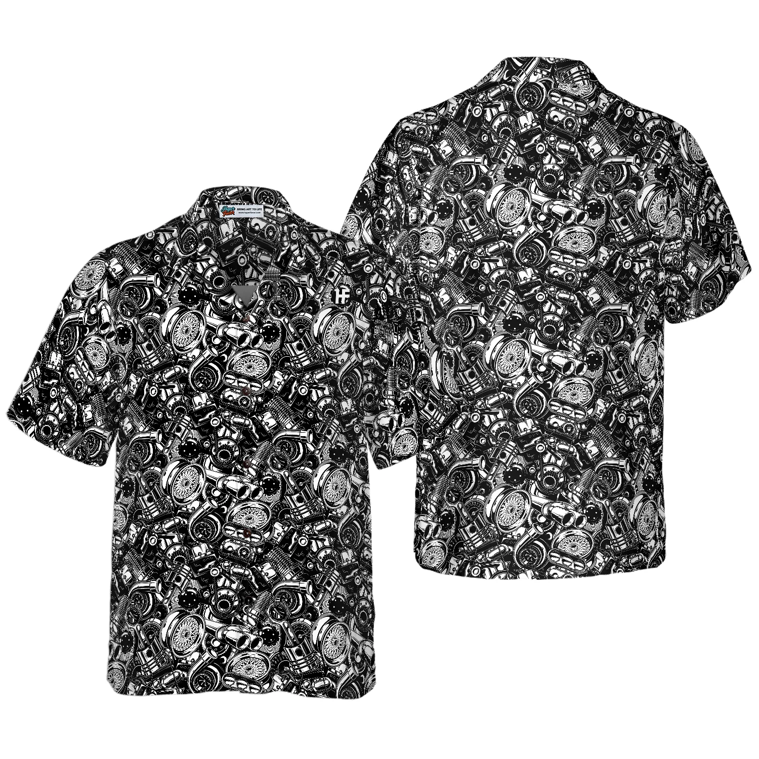 Auto Mechanic Seamless Pattern Hawaiian Shirt Aloha Shirt For Men and Women