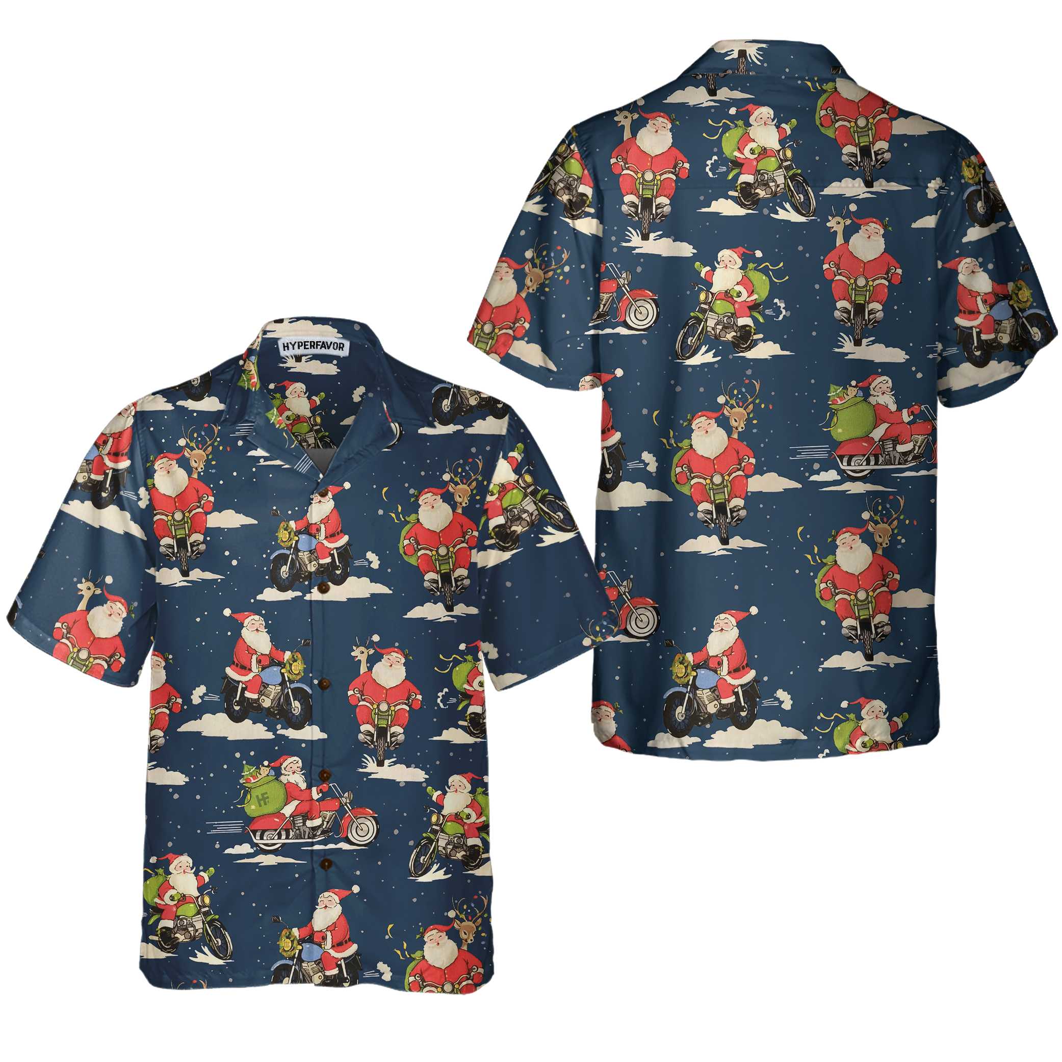 Santa Riding Motorcycle Christmas Hawaiian Shirt Best Motorcycle Gift For Christmas Aloha Shirt For Men and Women