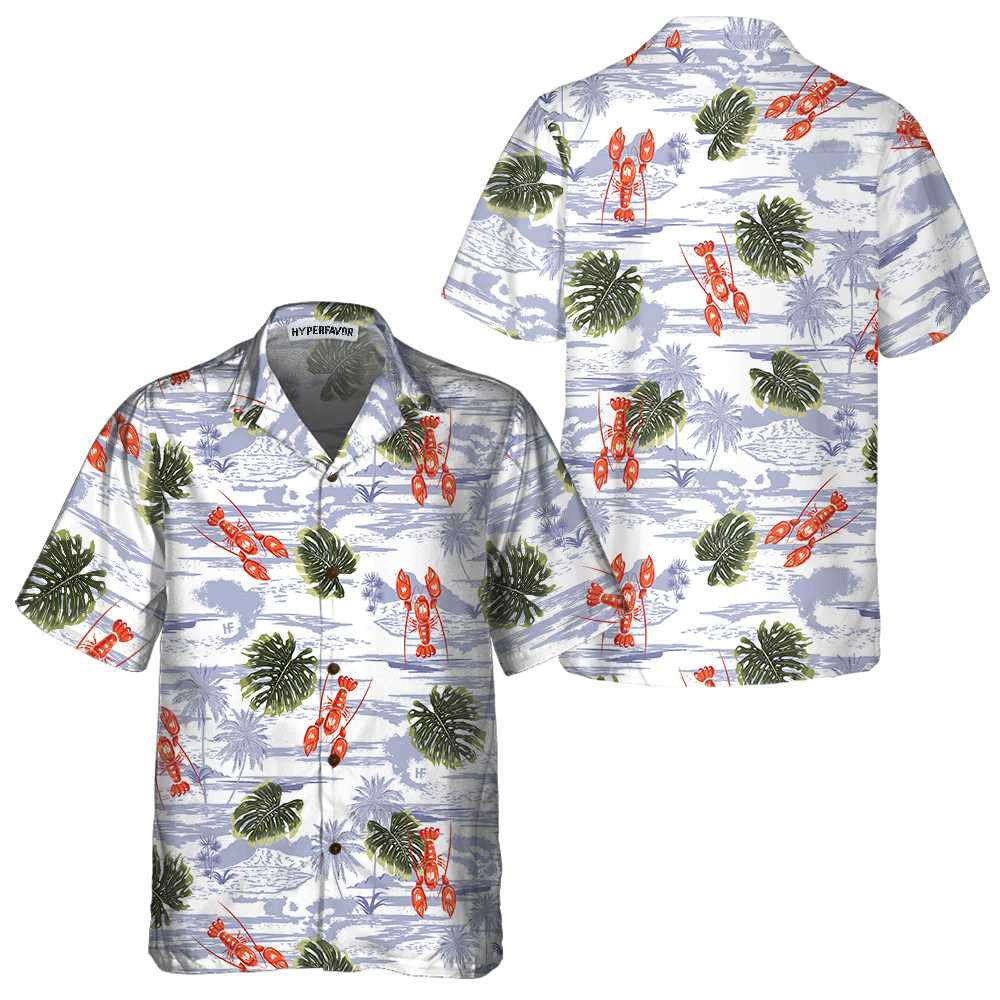 Tropical Pattern And Lobster Hawaiian Shirt Red Lobster Shirt  Women Gift For Lobster Lovers Aloha Shirt For Men and Women