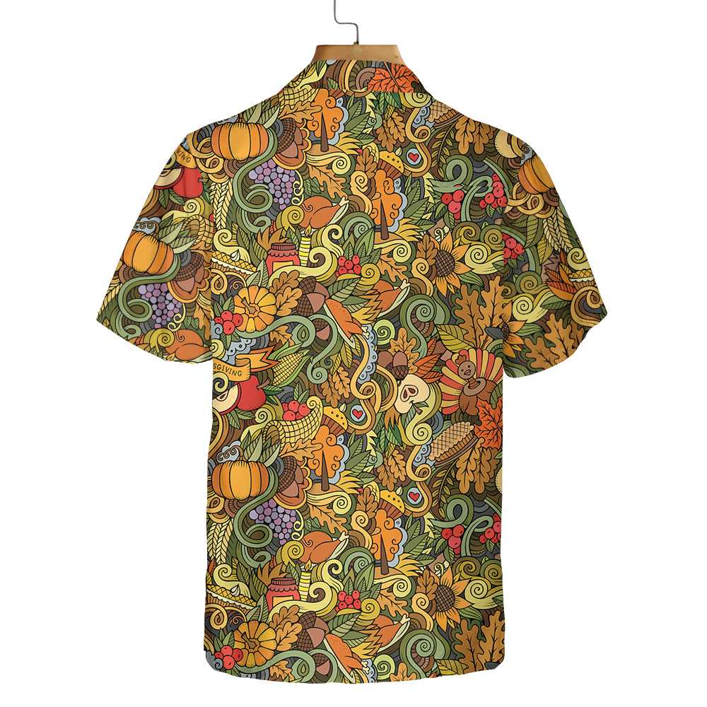 Thanksgiving Autumn Symbols Hawaiian Shirt Unique Thanksgiving Shirt Best Gift For Thanksgiving Day Aloha Shirt For Men and Women