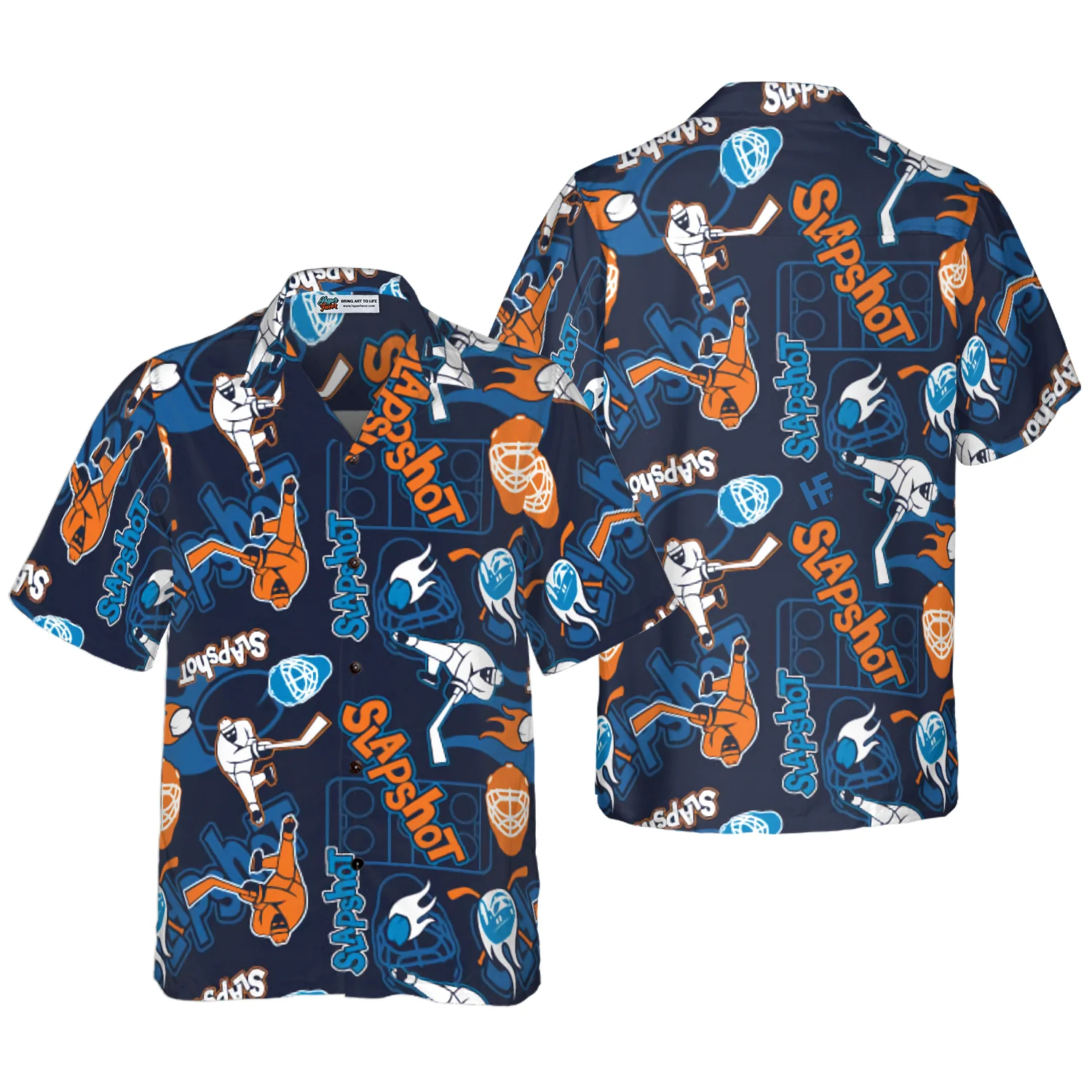 Slapshot Hockey Pattern Hawaiian Shirt Aloha Shirt For Men and Women