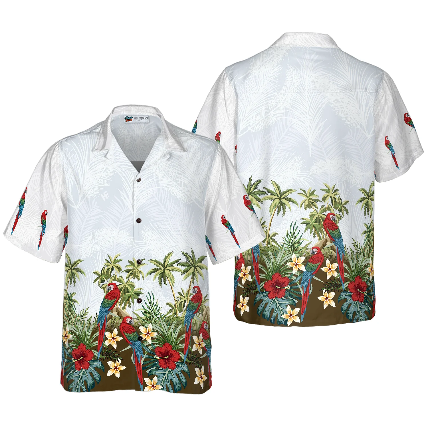 Tropical Island Parrot Shirt Hawaiian Shirt Aloha Shirt For Men and Women