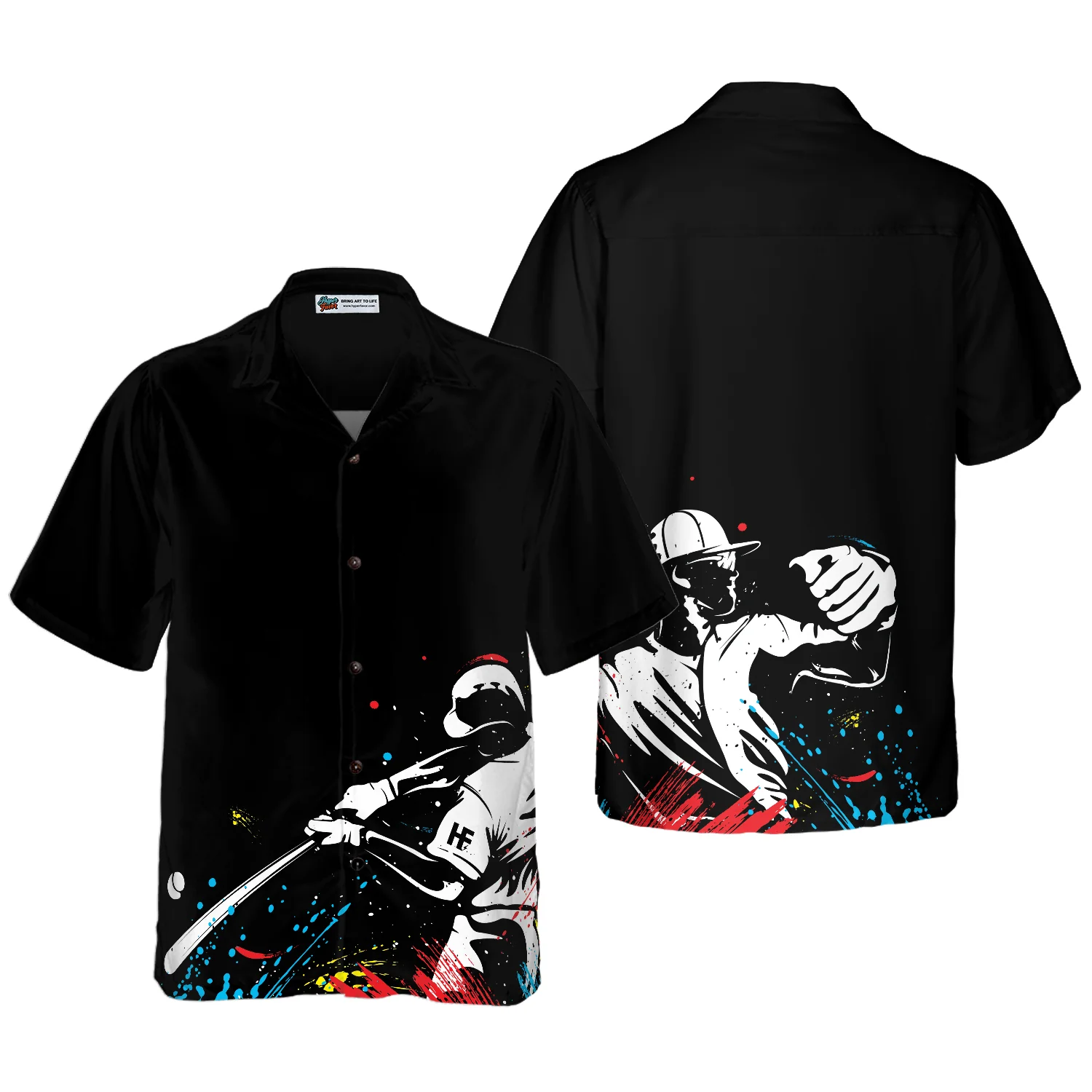 Baseball Players Silhouettes On Paintball Pattern Hawaiian Shirt Aloha Shirt For Men and Women