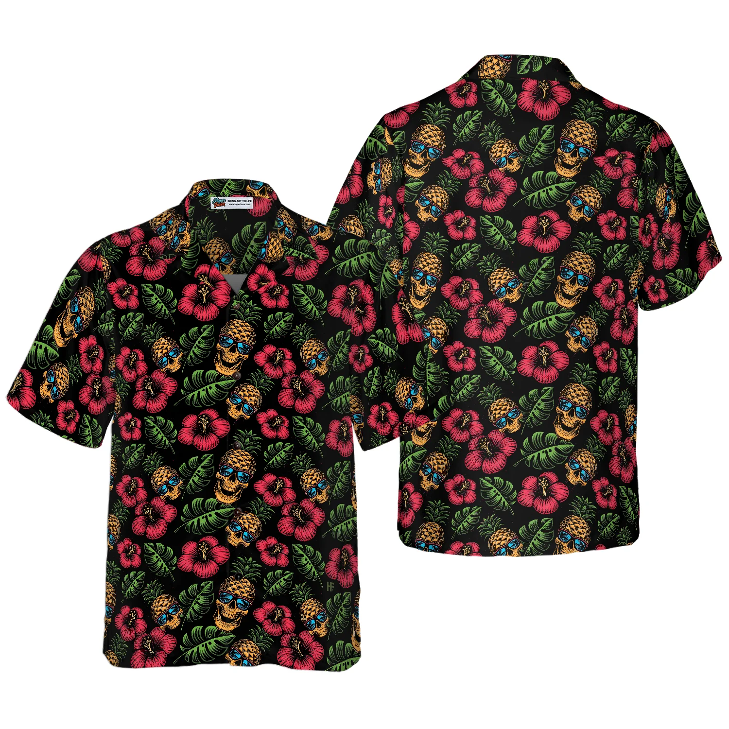 Skulls And Pineapples Seamless Pattern Hawaiian Shirt Aloha Shirt For Men and Women