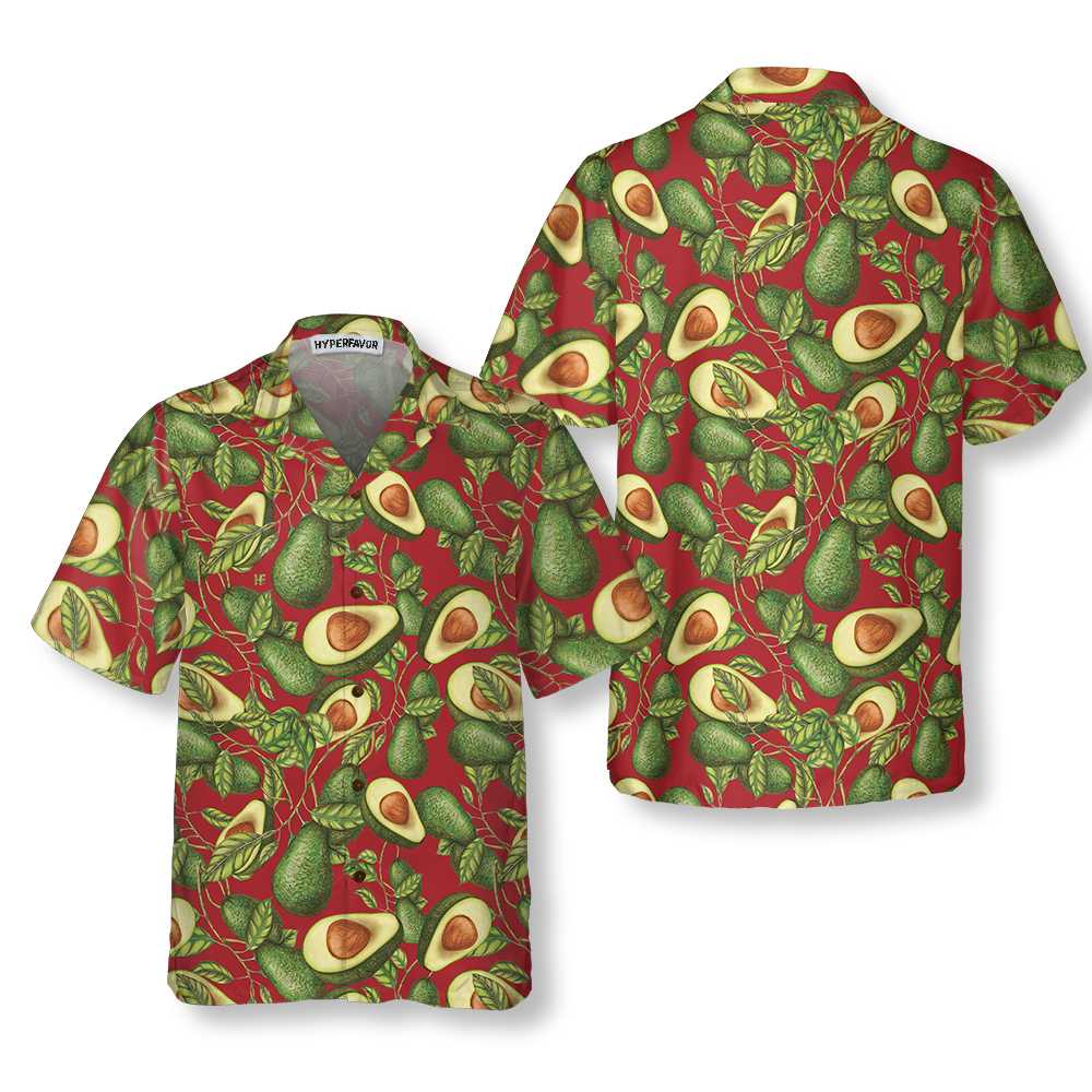 Seamless Pattern Of Fresh Avocados Hawaiian Shirt Funny Avocado Shirt Short Sleeve Avocado Print Shirt Aloha Shirt For Men and Women