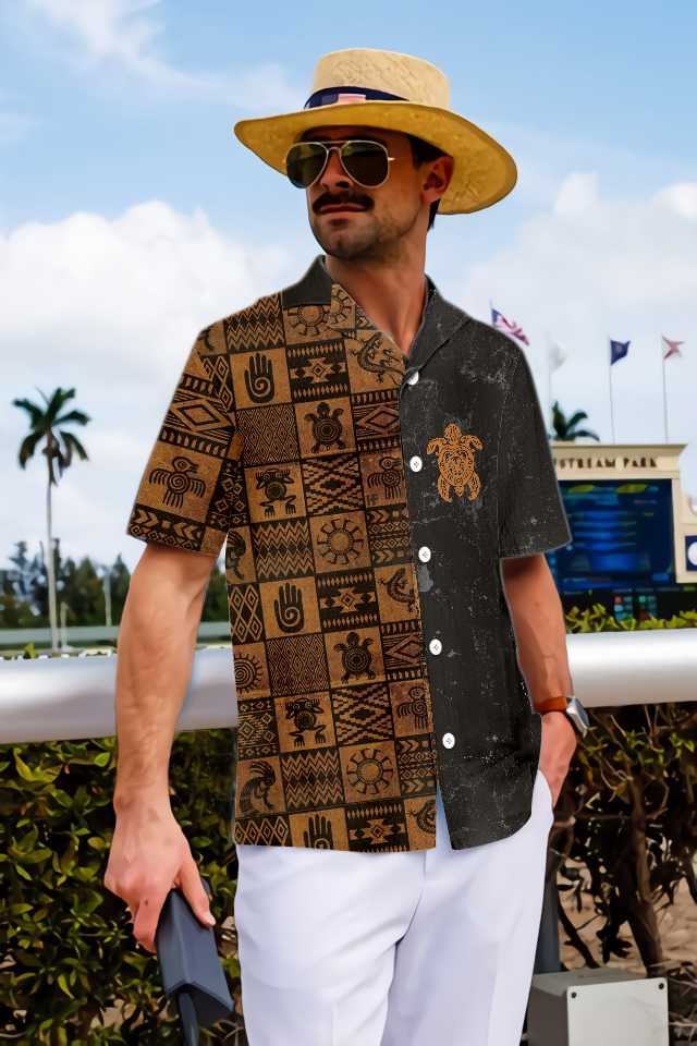 Native American Aztec Ethnic Hawaiian Shirt American Indian Ethinic Pattern Shirt Aloha Shirt For Men and Women