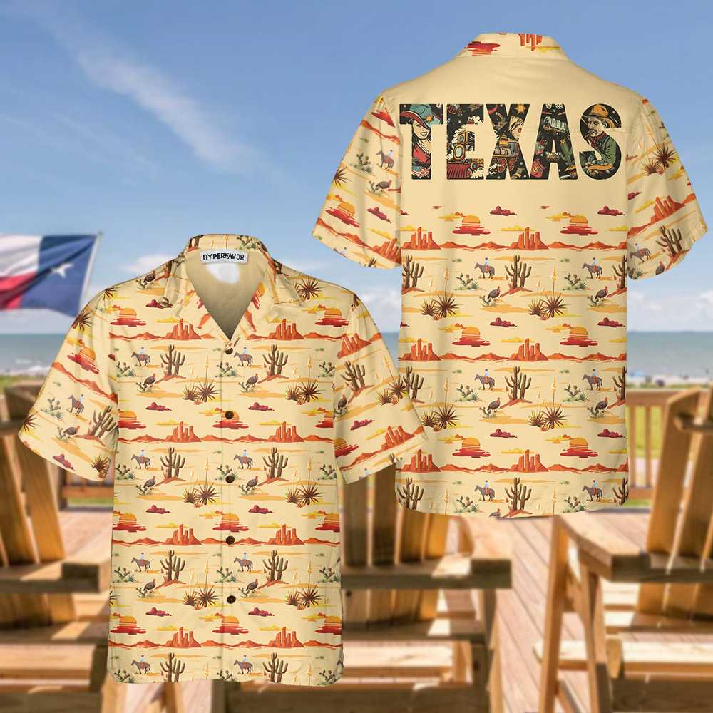 Texas Cowboy Cactus Texas Hawaiian Shirt Vintage Texas Shirt For Texas Lovers Aloha Shirt For Men and Women