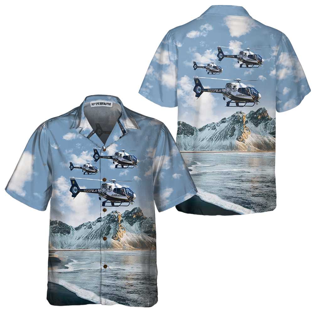 Helicopter On Ocean Background Hawaiian Shirt Unique Helicopter Shirt Aloha Shirt For Men and Women